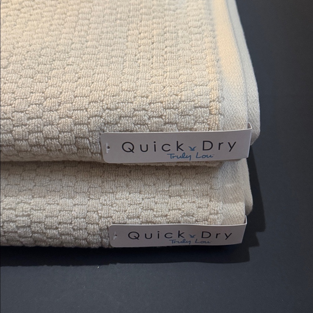 8pc TRULY LOU Quick Dry Zero Twist Cotton Bath Towel Set - Birch - Bone - Picture 4 of 10